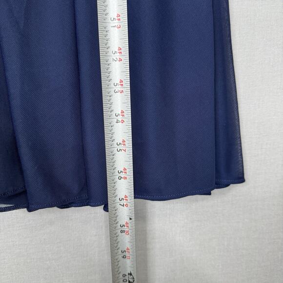 Alex Evenings Womens Dress 6 Blue Mesh Gown Bow Back Formal Bridesmaid Wedding - Picture 8 of 15